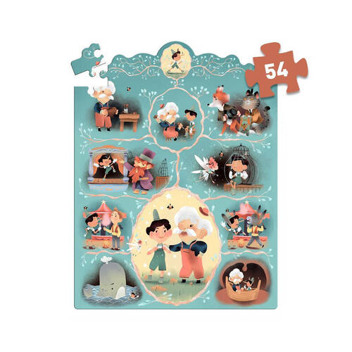 54pc Djeco Pinocchio Story Puzzle Kids Game 33x45cm 4y+