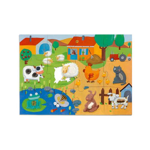 20pc Djeco Tactile Farm Giant Puzzle Kids Game 25x33cm 3y+