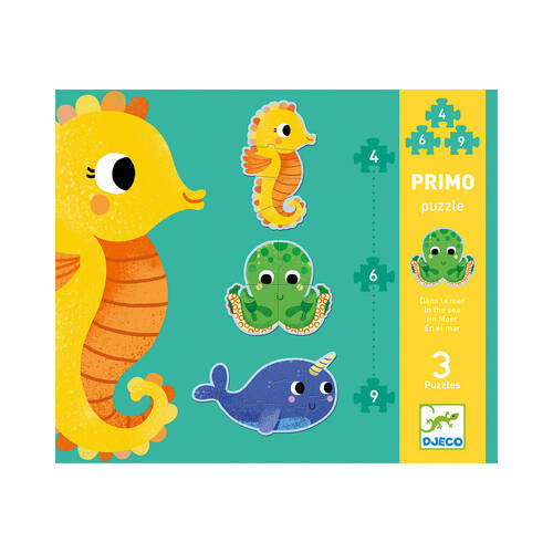 3pc Djeco In The Sea 4/6/9 Progressive Puzzle Set Kids Game 25x21cm 2y+