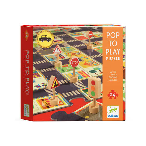 24pc Djeco City Road Giant PopToPlay Puzzle Kids Game 63x100cm 3y+