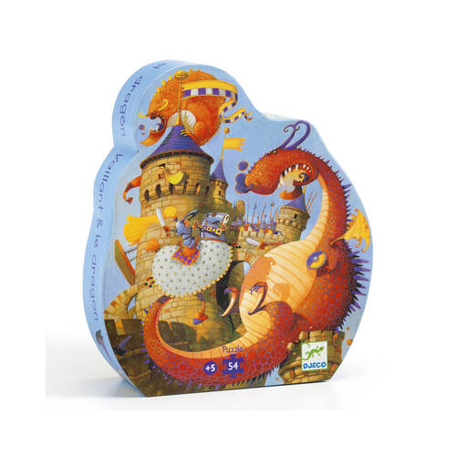 54pc Djeco Vaillant And The Dragon Silhouette Puzzle Game 24x27cm 5y+