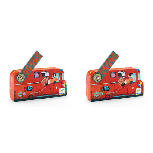 32pc Djeco The Fire Truck Silhouette Puzzle Game 22x11cm 3y+