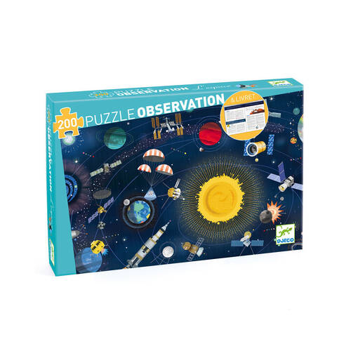 200pc Djeco Space Observation Puzzle & Booklet  Game 34x23cm 6y+