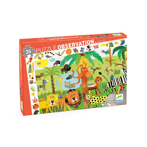 35pc Djeco Jungle Observation Puzzle Game 34x23cm 3y+