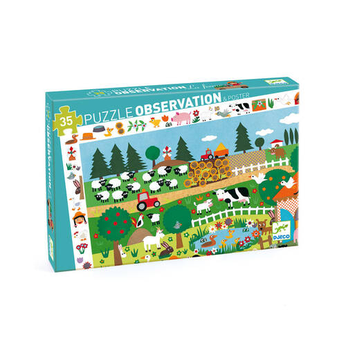 35pc Djeco The Farm Observation Puzzle Game 34x23cm 3y+
