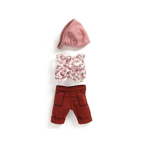 Djeco Lovely Doll Outfit Burgundy Pants/Top/Hairband 3y+
