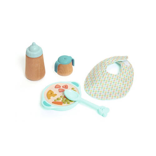 Djeco Lunch Break Set Kids/Children Bib/Bottle For 28-34cm Dolls Toy 2y+