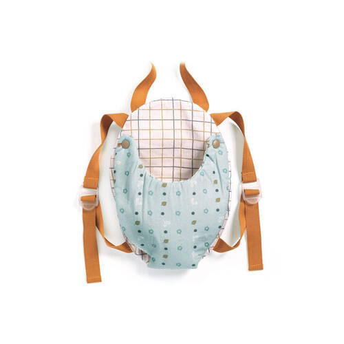 Djeco Blue Grey Baby Doll Carrier Pretend Play Accessory 3y+