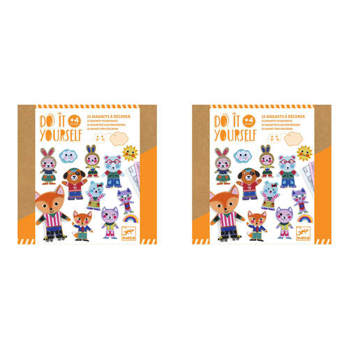 2PK Djeco Do It Yourself Funky Family Magnets Kids DIY Kit 4y+