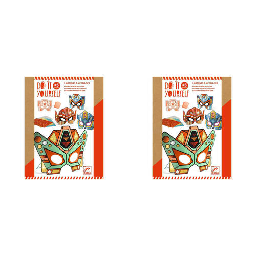 2PK Djeco Do It Yourself Super Robots Masks Metallic Stickers Kids DIY Kit 5y+