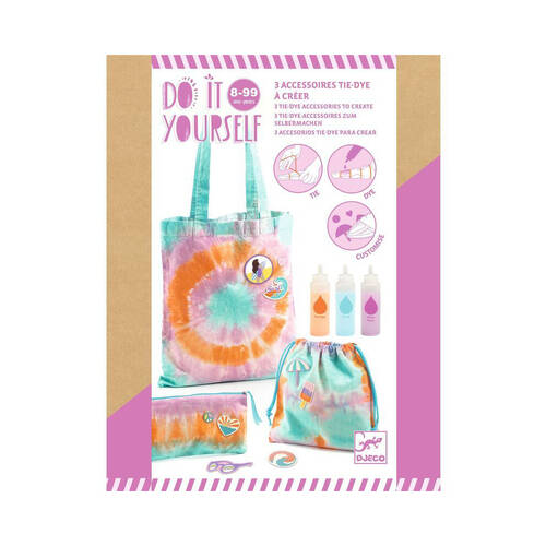 Djeco Do It Yourself Tie Dye Bag Tie/Dye & Dry Kids DIY Kit 8y+