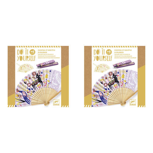 2PK Djeco Do It Yourself Woodland Beauty Fan Colour Kids DIY Kit 6y+