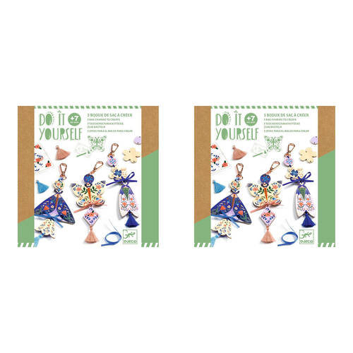 2PK Djeco Do It Yourself Butterflies Bag Charms Kids DIY Creative Kit 7y+