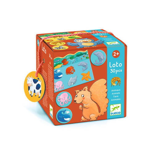 30pc Djeco Animals Loto Kids Educational Game w/ 5 Boards 2y+/15x14.7x14.7cm