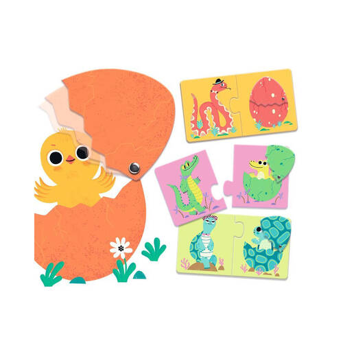 12pc Djeco Duo Funny Eggs Puzzle Kids Educational Game 2y+