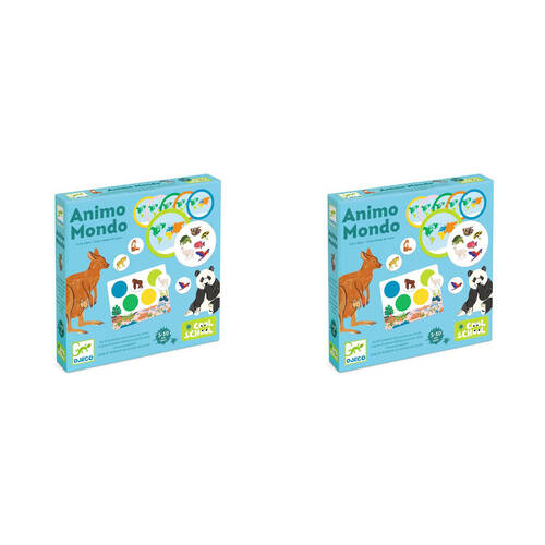 2PK Djeco Animo Mondo-World Animal Tracking Kids Educational Game 5y+