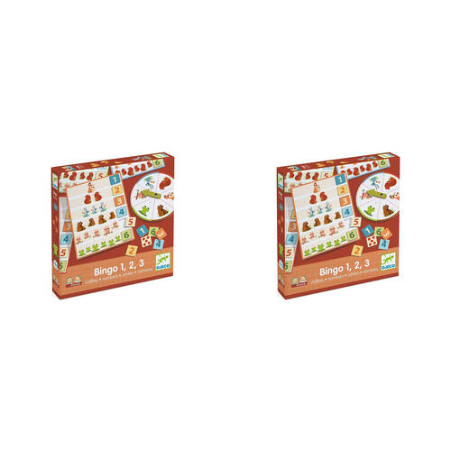 2PK Djeco Bingo 123 Learning Numbers Game Kids Educational Play 4y+