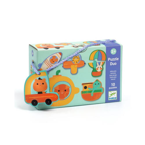 20pc Djeco Duo Matching Vehicles Kids Development Activity Puzzle 2y+