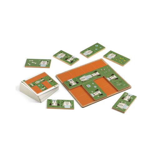 Djeco Dogmino Patience Board Game w/ 40 Challenges 6y+