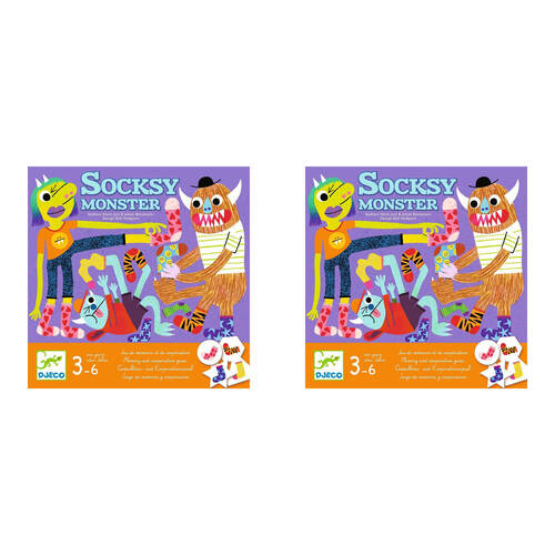 2PK Djeco Socksy Monster Matching & Cooperation Kids Educational Game 3y+