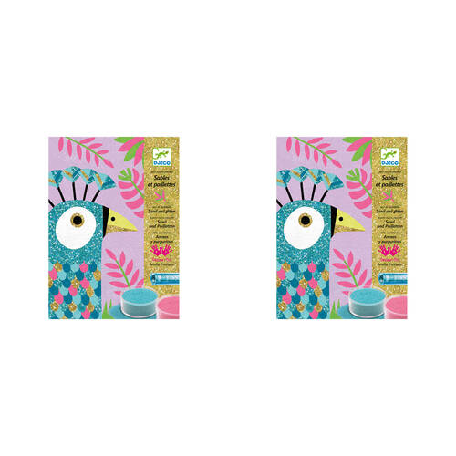 2PK Djeco Dazzling Birds Coloured Sand Kids Activity Kit 6y+