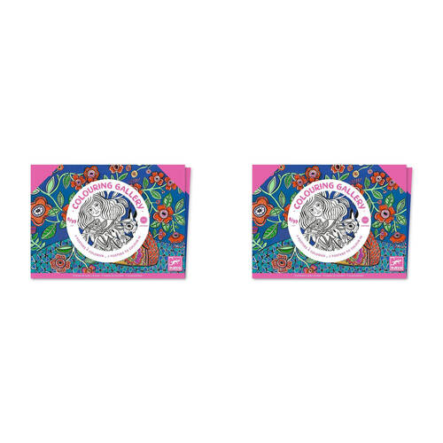 2PK Djeco Blooms Colouring Gallery Kids Art Activity 8y+