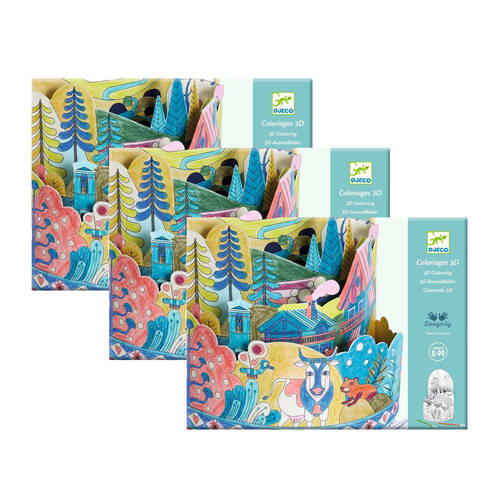 3PK Djeco On Top of the World Colouring Diorama Kids Activity Craft Kit 8y+/24x16cm