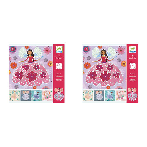 10pc Djeco Fairies Stencil Sheets Kids Art Drawing Activity 4y+