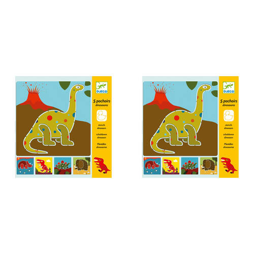 10pc Djeco Dinosaurs Stencil Sheets Kids Art Drawing Activity 4y+