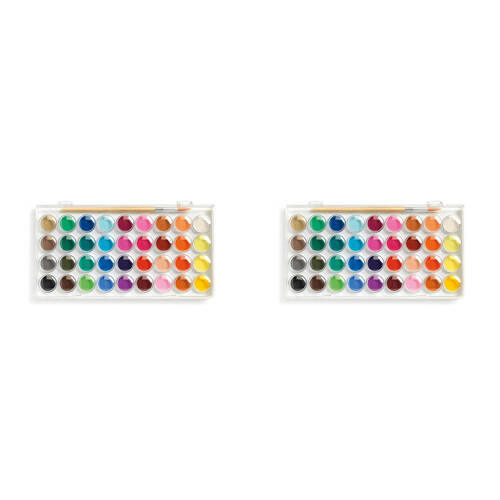 2PK Djeco 36-Gouache Colour Paint Palette w/ Brush Set Kids 6y+