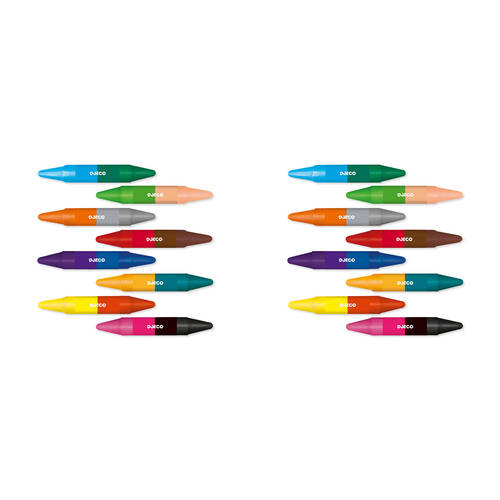 16pc Djeco Twins Crayons Double-Sided Colour Stationery 3y+