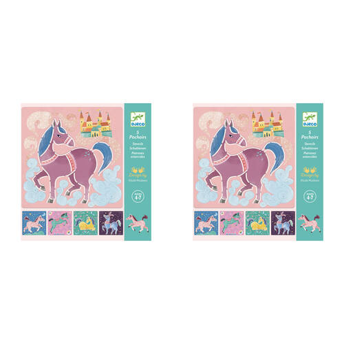 10pc Djeco Kids Plastic Horse Drawing Stencils 20x20cm 4y+