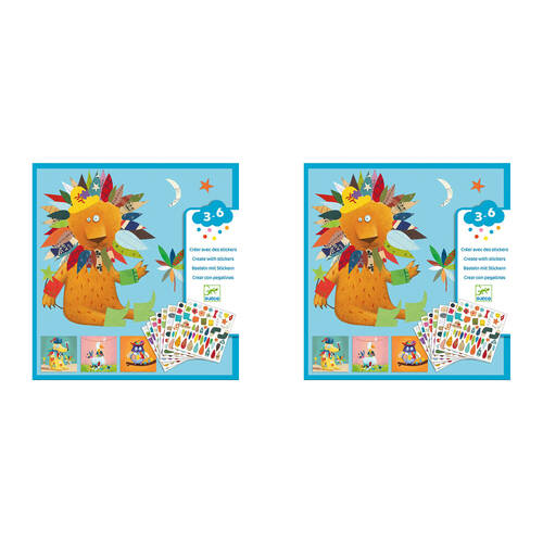 2PK Djeco Create Animal Stickers Set Kids Art/Craft 3y+