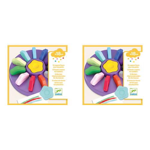 24pc Djeco Toddler Colouring Flower Crayons w/ Holder 18m+