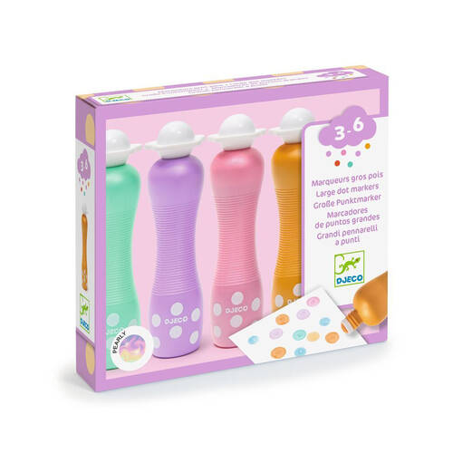 4pc Djeco Pearl Effect Foam Markers for Kids Activity 3y+/13.2x15x.3.5cm