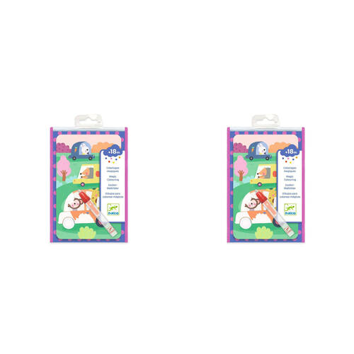 2PK Djeco On The Road Water Colouring Art Kids Activity Kit 18m+