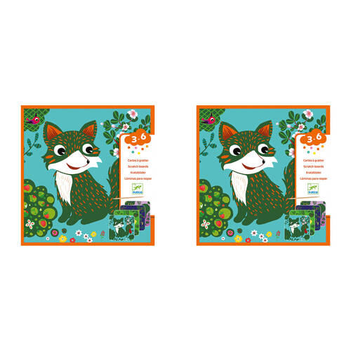 2PK Djeco Country Creatures Scratch Cards w/ Stick Kids Activity 3y+