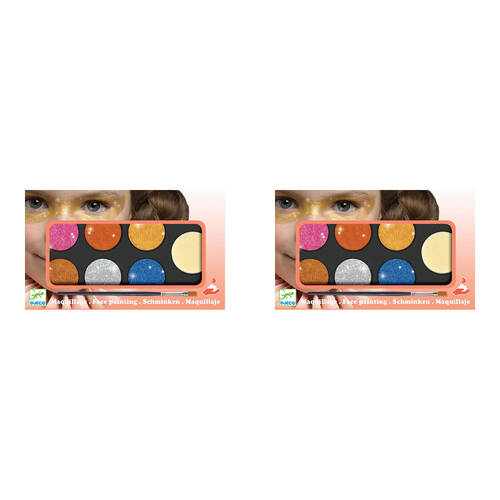 2PK Djeco Metallic Body Art Palette 6-Colours Face Paint Set 3y+