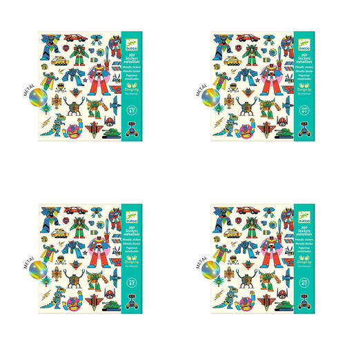 640pc Djeco Robot Metallic Stickers Stationery Decals Set Kids 4y+