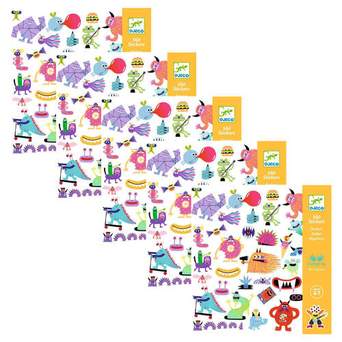 800pc Djeco Monster Stickers Stationery Decals Set Kids 3y+