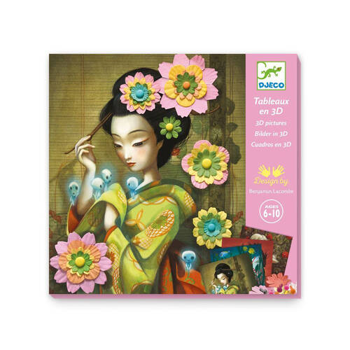 Djeco Rock n Roses 3D Pictures Kids Activity Crafting Kit w/ 4 Designs 6y+