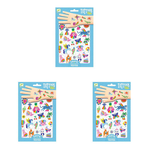 150pc Djeco Rainbow Temporary/Fake Tattoos Kids 3y+