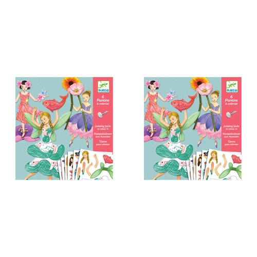2PK Djeco Fairies Paper Puppets Kids Crafts/Art Kit Set 6y+