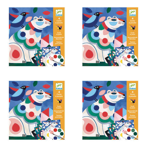 4PK Djeco Fanciful Animals Cards To Paint Kids Crafts/Art Set 6y+