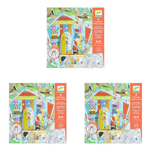 3PK Djeco Ninas Play Tent Colouring Surprise Kit Kids Art Sheets 5y+