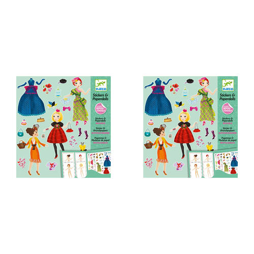 2PK Djeco Massive Fashion Stickers & Paper Dolls Set 6y+