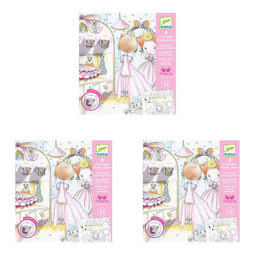 3PK Djeco Pupis Little Doors Colouring Surprise Kit Kids Art Sheets 5y+
