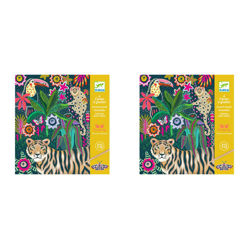 8pc Djeco Rococo Neon Jungle Scratch Cards w/ Stylus Activity Kit 7y+