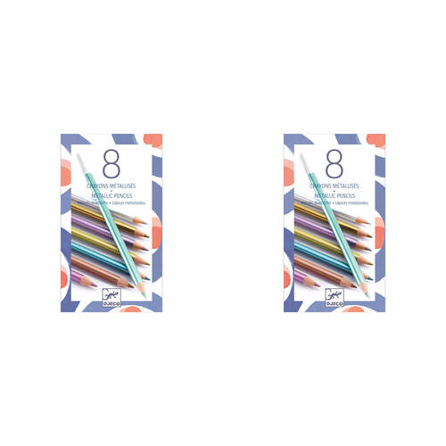 16pc Djeco Metallic Colouring Pencils Stationery Writing 6y+