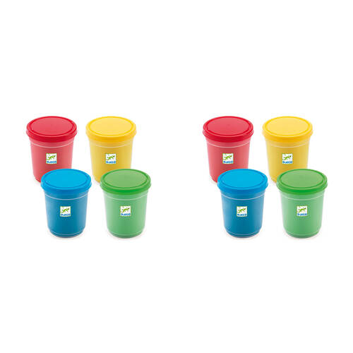 2PK Djeco 4 Pots of Bright Modelling Dough Kids Crafts/Art Set 18m+